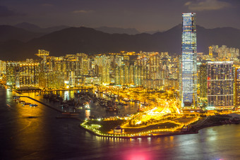 暗色调<strong>香港</strong>夜景摄影图