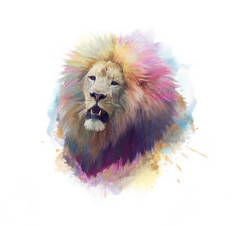 彩色狮子绘画摄影图