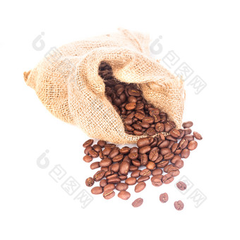 布袋里的咖啡豆摄影图