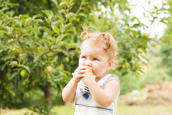 吃青苹果的小婴儿