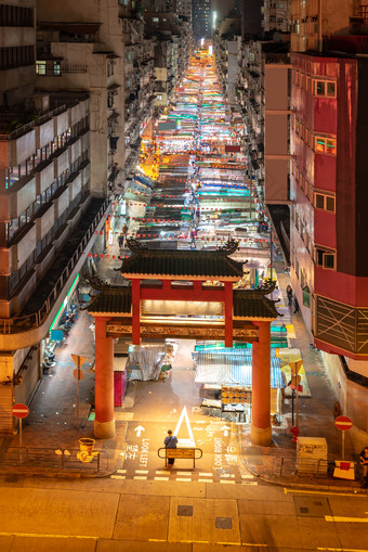 香港市场夜景元素