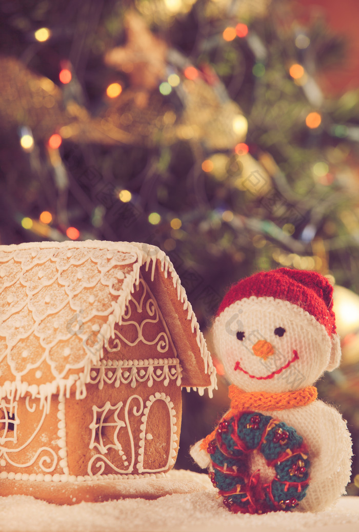 圣诞节松饼房屋针织雪人