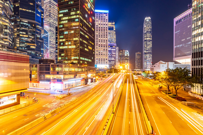 香港马路夜景元素