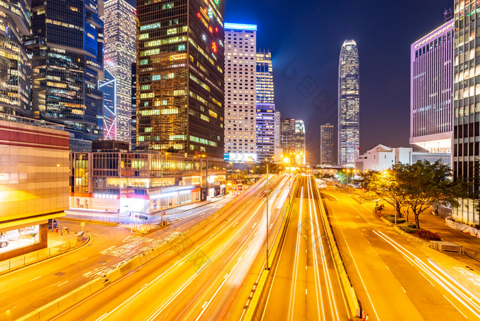 香港马路夜景元素