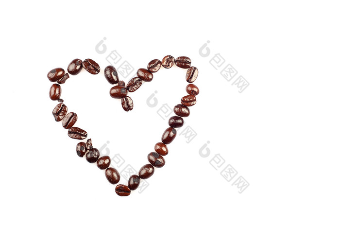 爱心形状咖啡豆摄影图