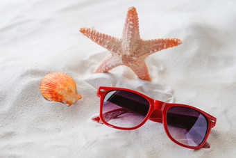 沙滩上的眼镜盒海星
