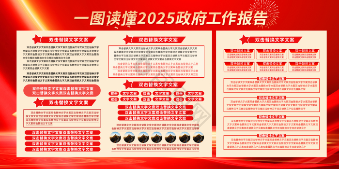 2025政府工作报告党政风展板两件套模板-包图网