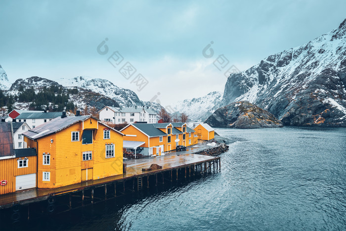 努斯峡湾挪威Lofoten房子
