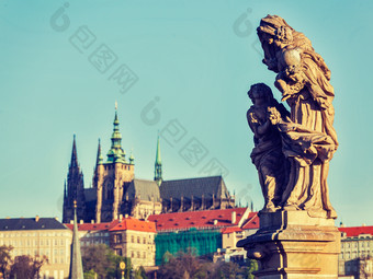 雕塑布拉格城堡摄影图片