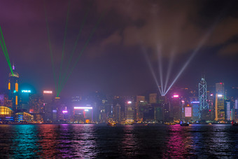 在香港天际线摩天大楼暮光之城