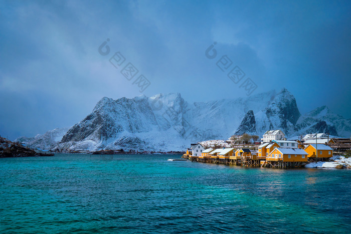 挪威Lofoten村冬季