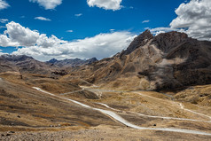 蓝天白云公路山脉自然景观