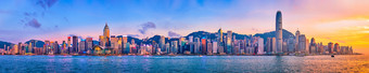 在<strong>香港</strong>城市景观摩天大楼维多利亚