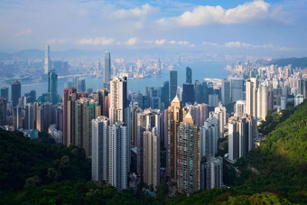 在香港摩天大楼天际线中国