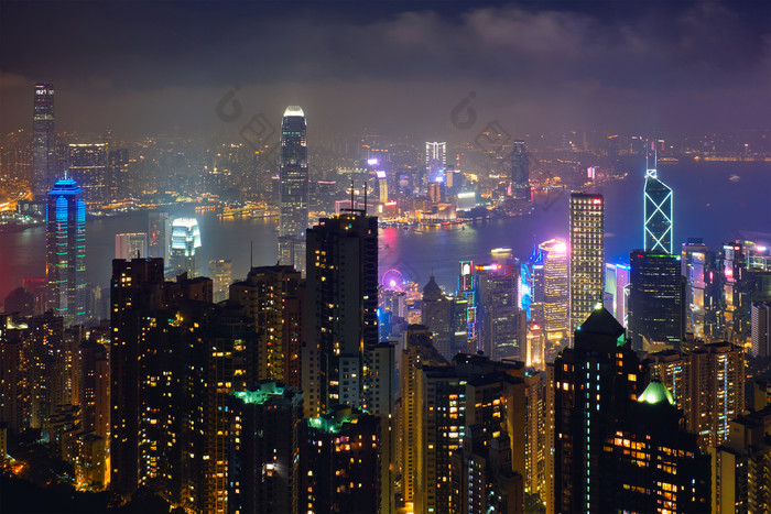 在香港摩天大楼城市景观市中心