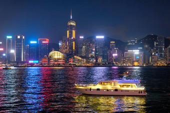 在<strong>香港</strong>天际线摩天大楼蓝色的
