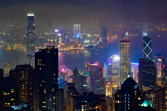 在香港摩天大楼城市景观峰