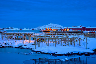 纯洁Lofoten<strong>村</strong>冬天