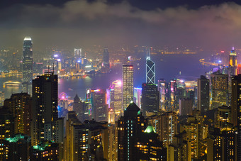 在香港摩天大楼<strong>城市景观</strong>行进