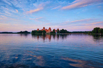 特拉凯立陶宛城堡日没