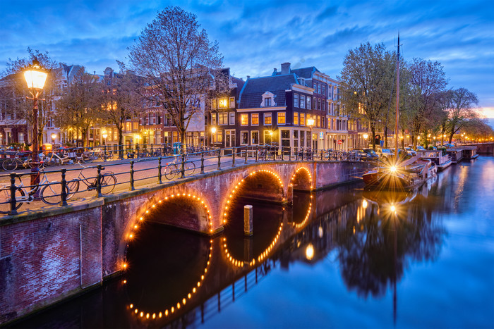 阿姆斯特丹运河桥城市景观