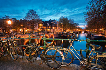 阿姆斯特丹荷兰自行车运河