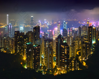 在香港摩天大楼城市景观青