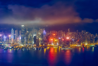 在香港城市景观市中心天际线