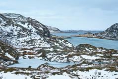 挪威海峡岛屿山水风景摄影图