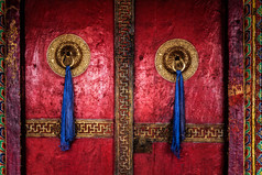 佛教修道院大门摄影图片