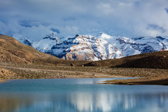 湖水和雪山摄影图