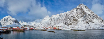 一个村挪威斯堪那维亚<strong>雪景</strong>