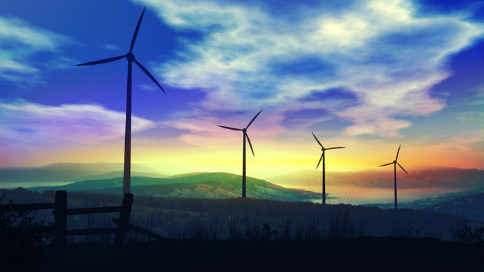 生态风车能源摄影图