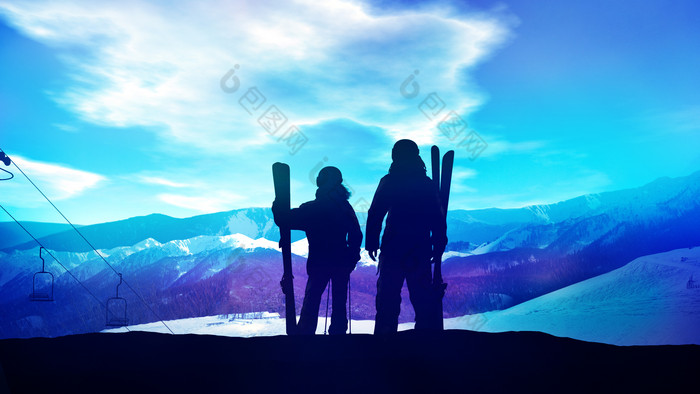 冬天人物滑雪摄影图片
