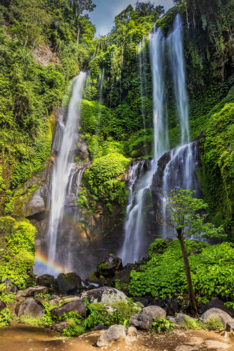 大自然风景<strong>山</strong>崖瀑布摄影图