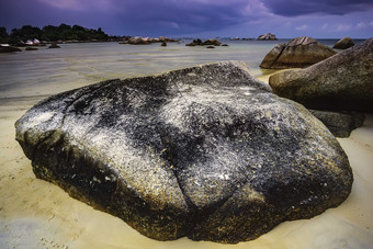 亚洲海滩风景岩石摄影图