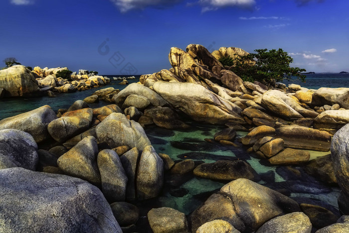海滩细砾岩石摄影图