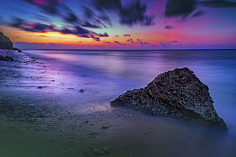 自然风景傍晚黄昏的海边美景摄影图