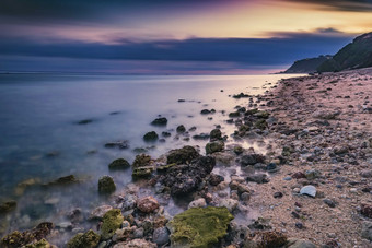 自然风景<strong>海边</strong>石头海滩摄影图