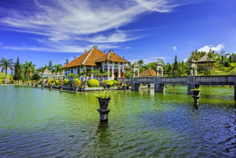 亚洲巴厘岛文化海景房摄影图
