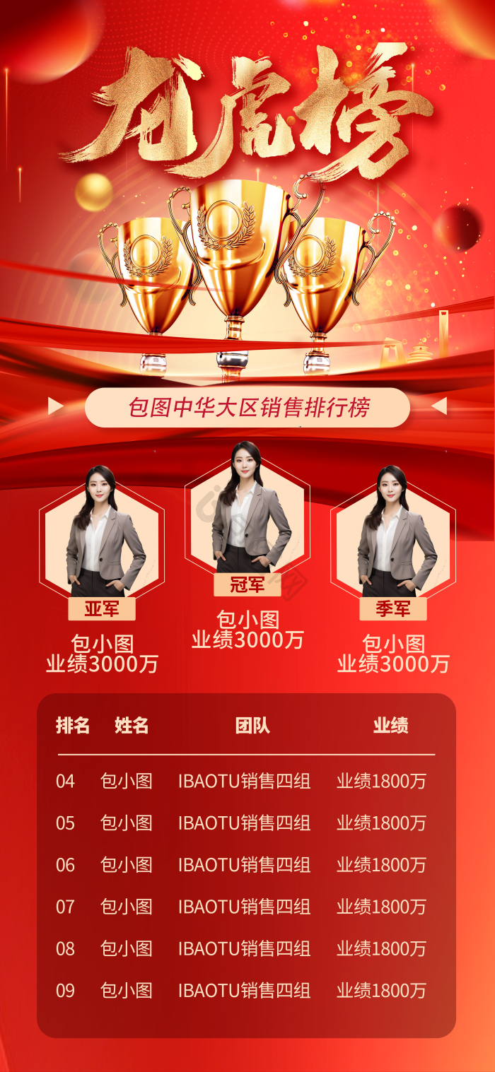 销售龙虎榜销售排行榜销售业绩模板 包图网 
