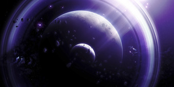 超现实主义紫色<strong>星球</strong>星体插图