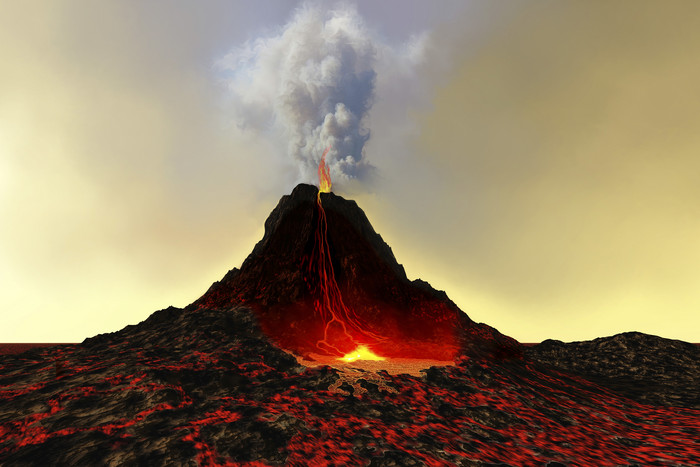 火山山脉喷发摄影图