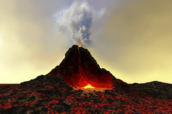 <strong>火山山脉</strong>喷发摄影图