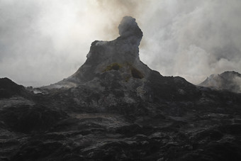 <strong>火山</strong>山体烟雾摄影插图