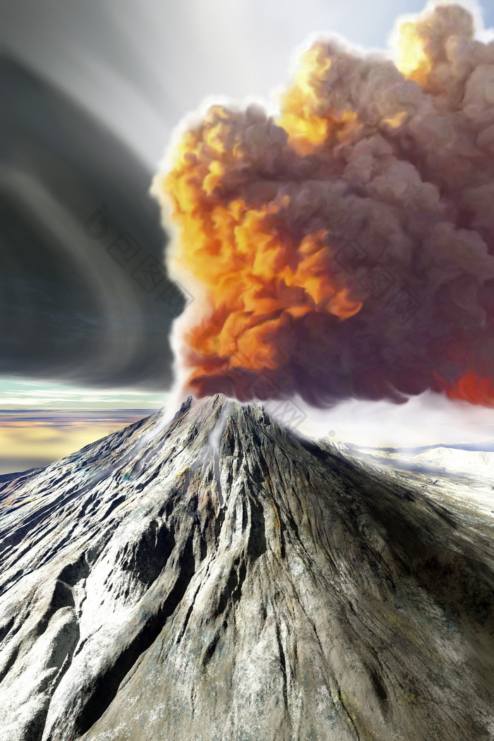 火山烟雾岩浆摄影插图