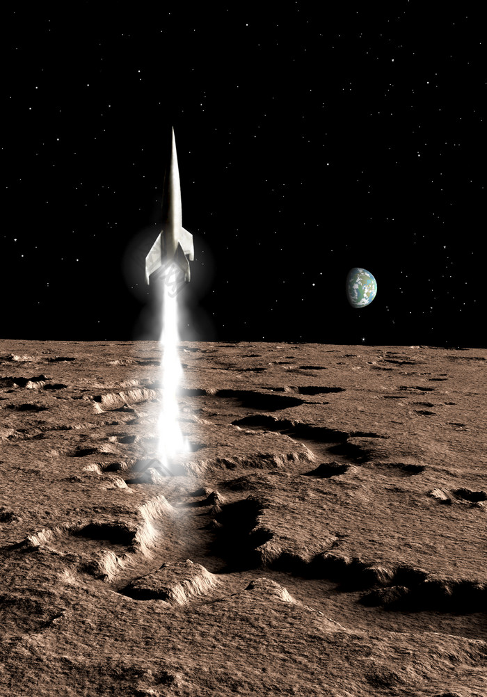 月亮上发射火箭插图