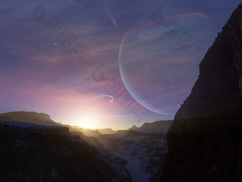 日落风景星球摄影插图