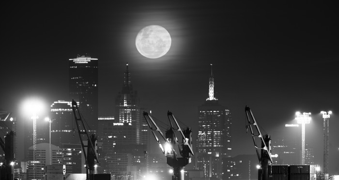 城市夜景黑白摄影插图