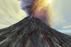 摄影火山爆发风景图